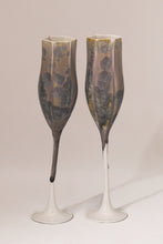 Load image into Gallery viewer, Nocturne Champagne Flutes in macro-crystalline Glaze
