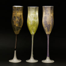 Load image into Gallery viewer, Nocturne Champagne Flutes in macro-crystalline Glaze