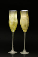 Load image into Gallery viewer, Nocturne Champagne Flutes in macro-crystalline Glaze