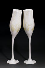 Load image into Gallery viewer, Nocturne Champagne Flutes in macro-crystalline Glaze
