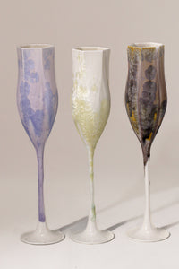 Nocturne Champagne Flutes in macro-crystalline Glaze