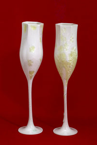 Nocturne Champagne Flutes in macro-crystalline Glaze
